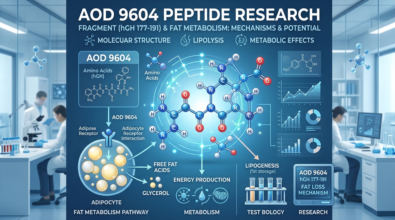 AOD 9604 (HGH Fragment 176-191): Lipolysis Research, Adipose Tissue Studies & Metabolic Mechanisms