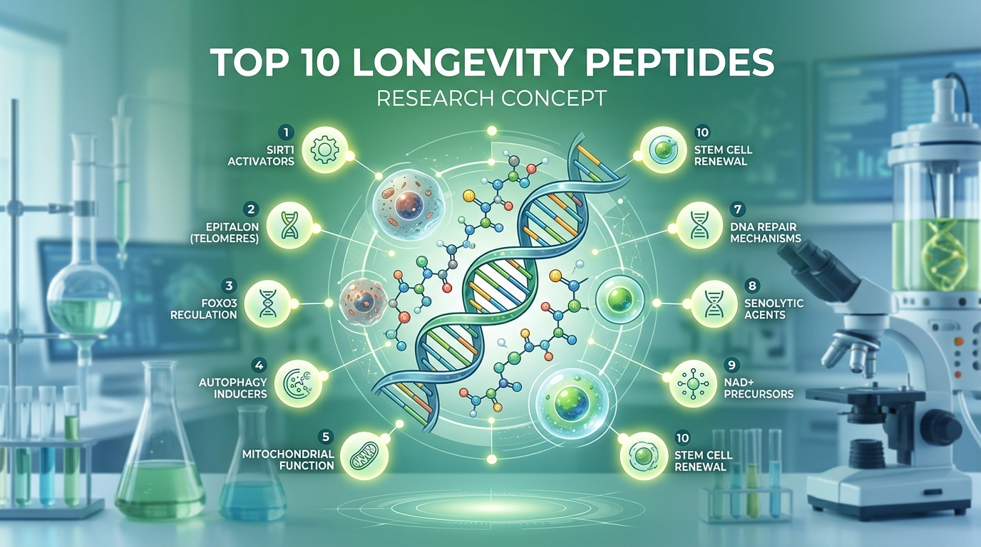 Top 10 Longevity Peptides for Anti-Aging Research in 2026
