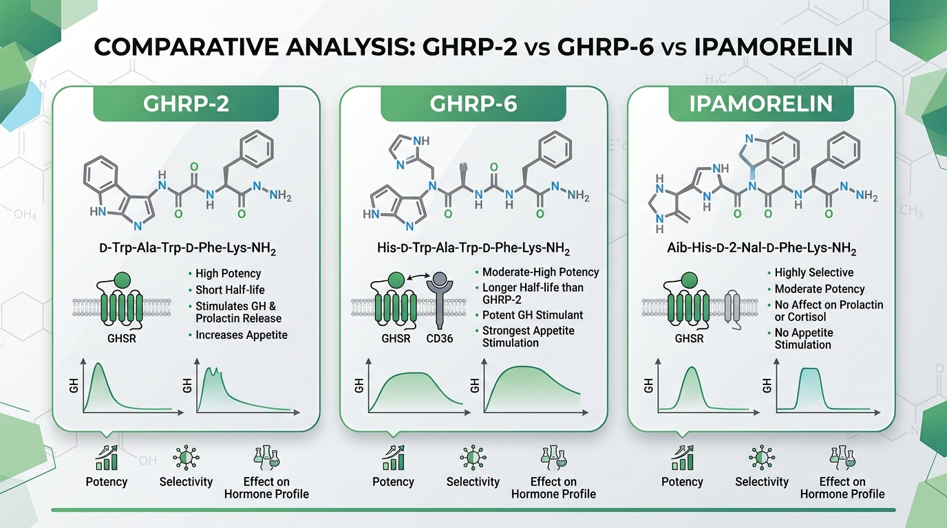 Ipamorelin vs GHRP-2 vs GHRP-6: Complete Growth Hormone Secretagogue Research Comparison