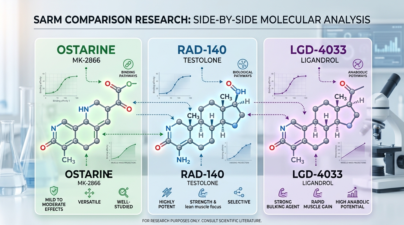 Ostarine (MK-2866) vs RAD-140 vs LGD-4033: SARM Research Comparison Guide for 2026